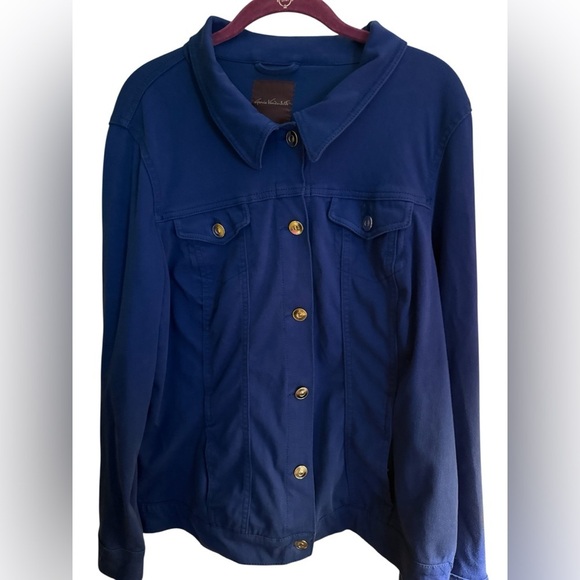 Gloria Vanderbilt Jackets & Blazers - Gloria Vanderbilt Blue Denim Style Button Front Jacket Size L